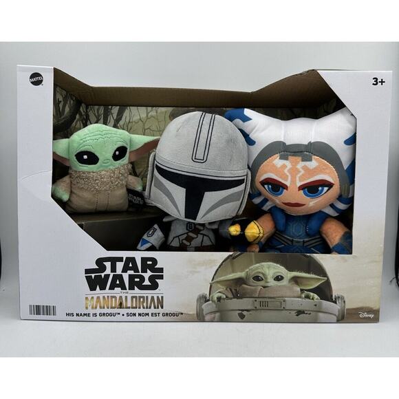 Mattel Star Wars Mandalorian 8” Plush Grogu & Ahsoka Tano 3pk New - Picture 1 of 2